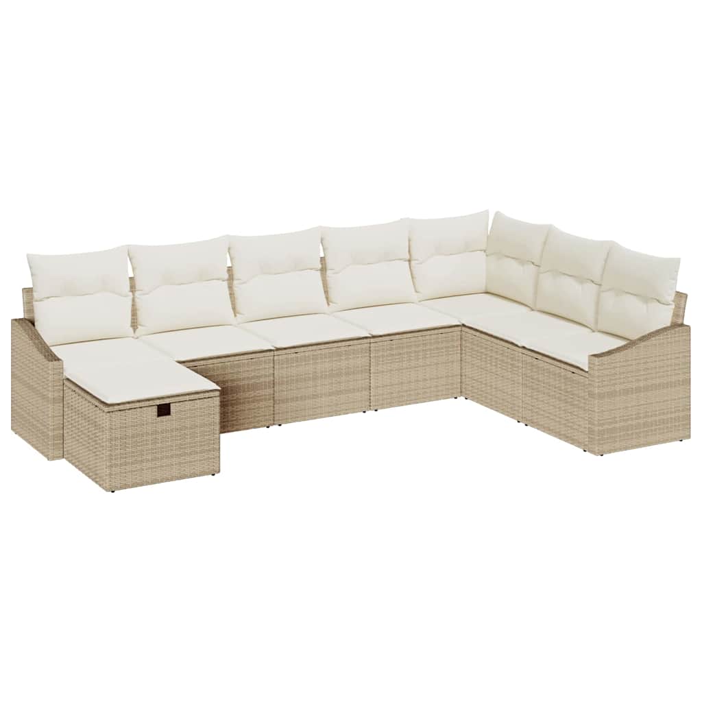 Garten-Sofa-Set mit Kissen 8 pcs Beige Poly Rattan