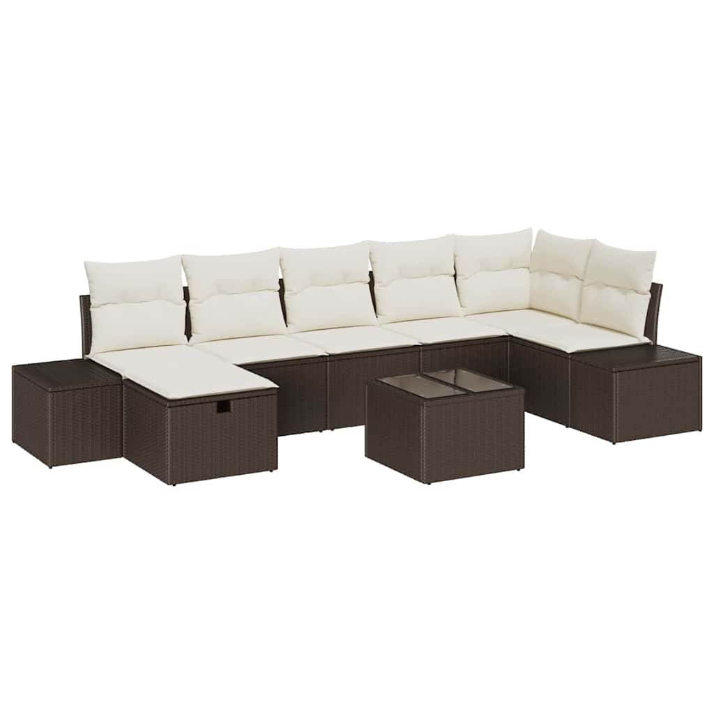 Garten-Sofa-Set mit Kissen 8 pcs Braun Poly Rattan