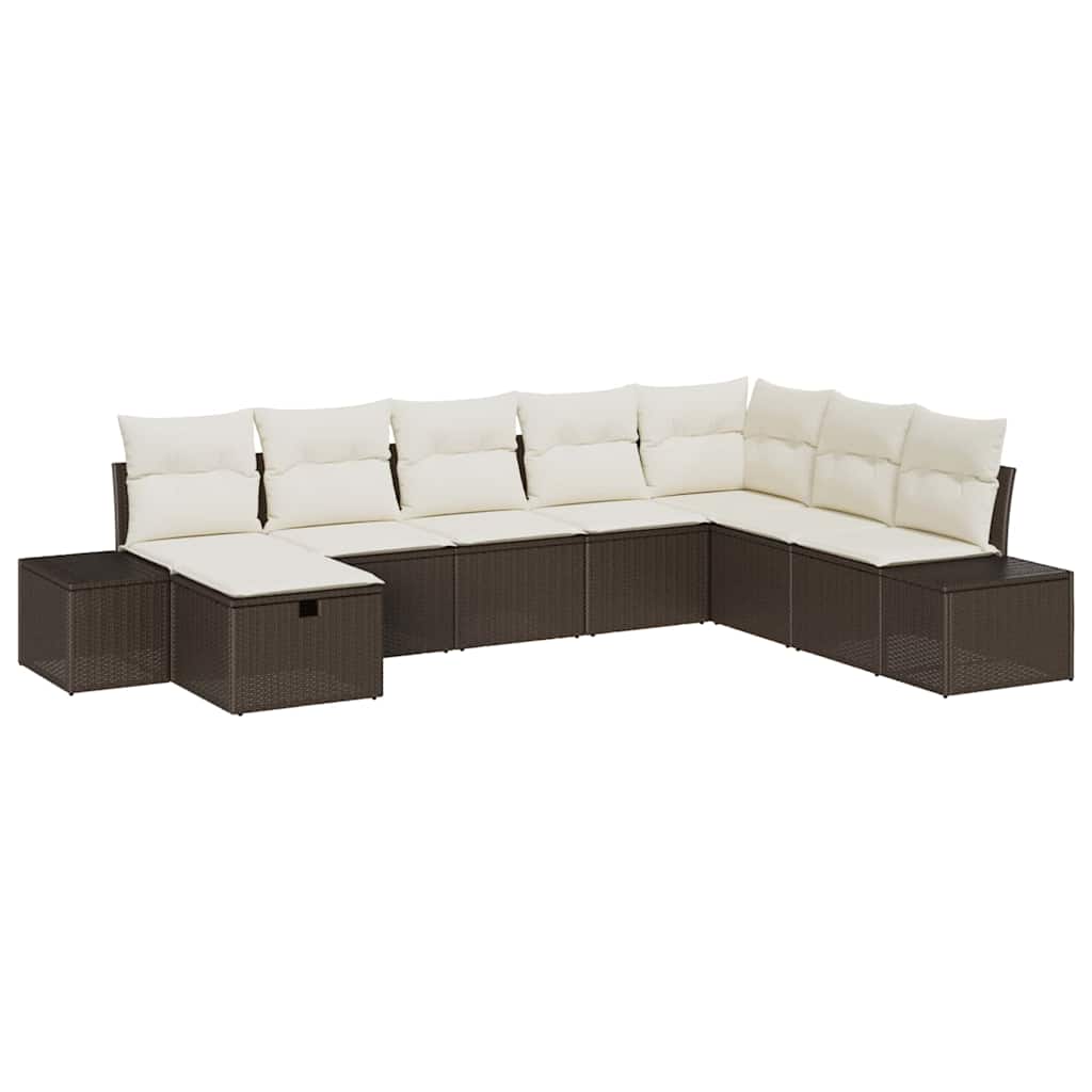 Garten-Sofa-Set mit Kissen 8 pcs Braun Poly Rattan