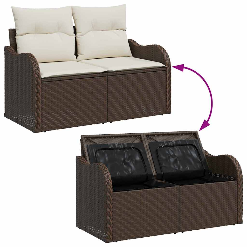 Garten-Sofa-Set mit Kissen mit Speicher 5 pcs Braun Poly Rattan
