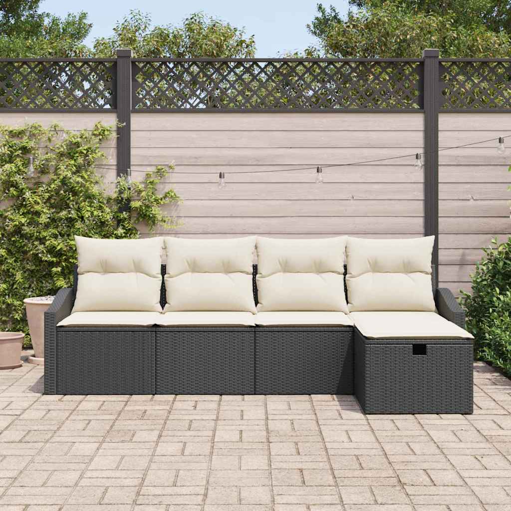 Garten-Sofa-Set 5 pcs Schwarz 233 x 117 x 85 cm Poly Rattan