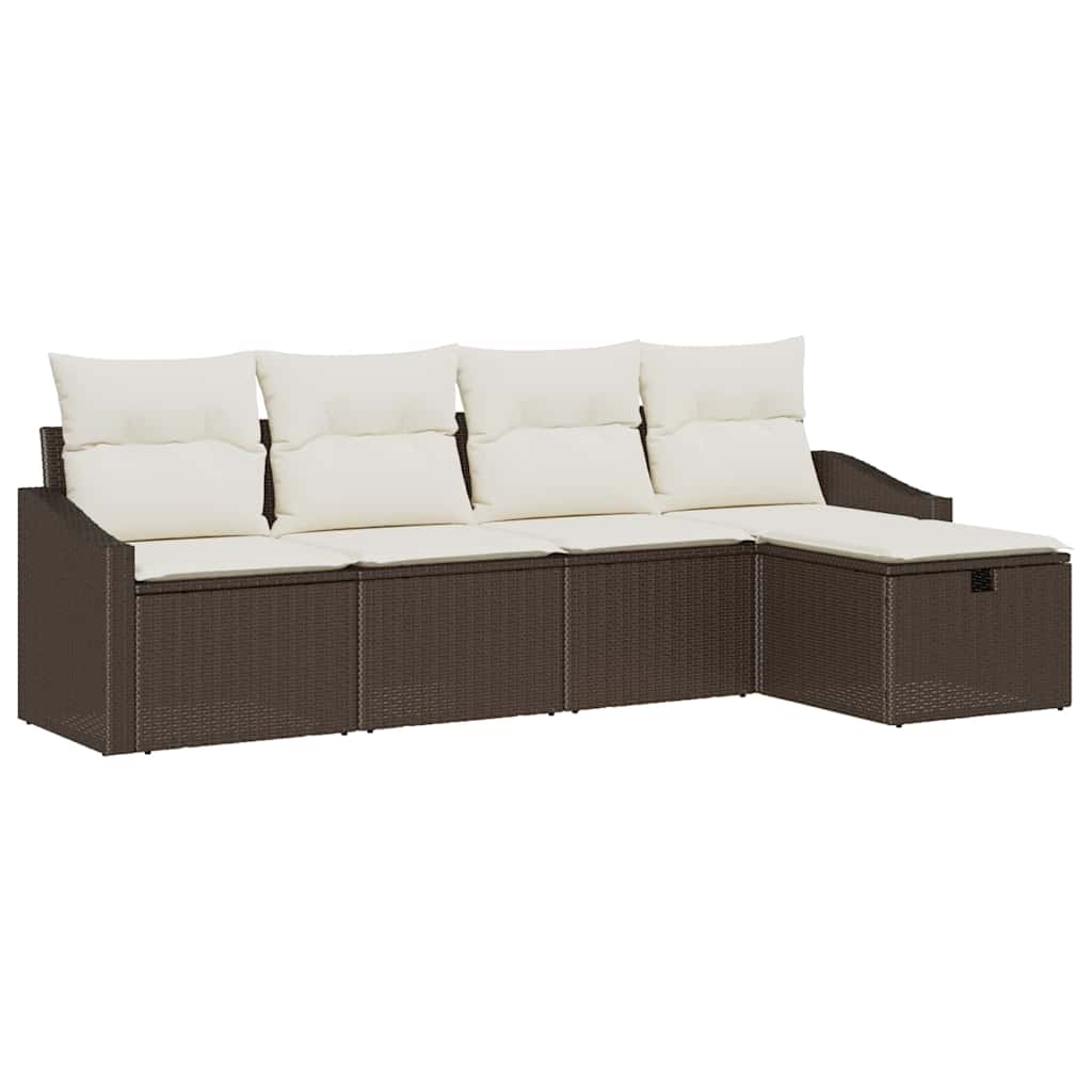 Garten-Sofa-Set 5 pcs Braun 233 x 117 x 85 cm Poly Rattan
