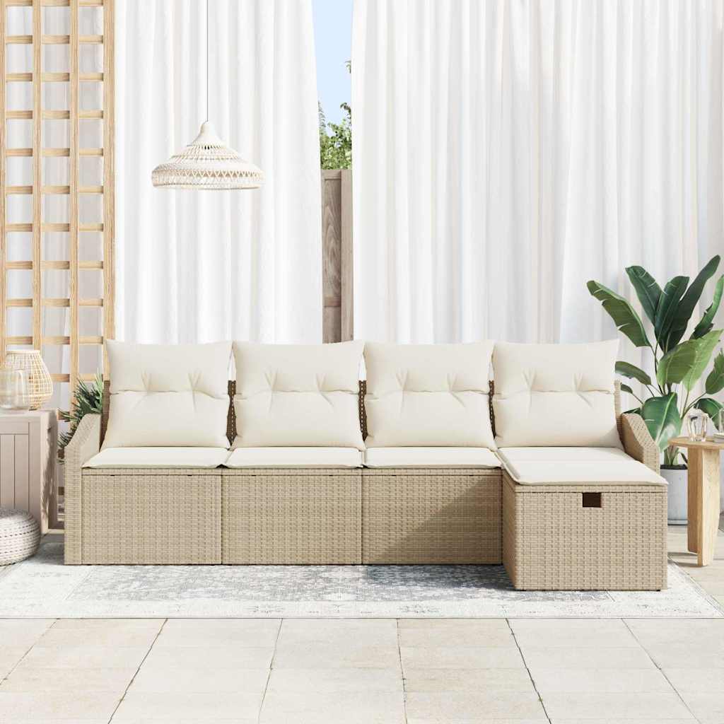 Garten-Sofa-Set 5 pcs Beige 233 x 117 x 85 cm Poly Rattan