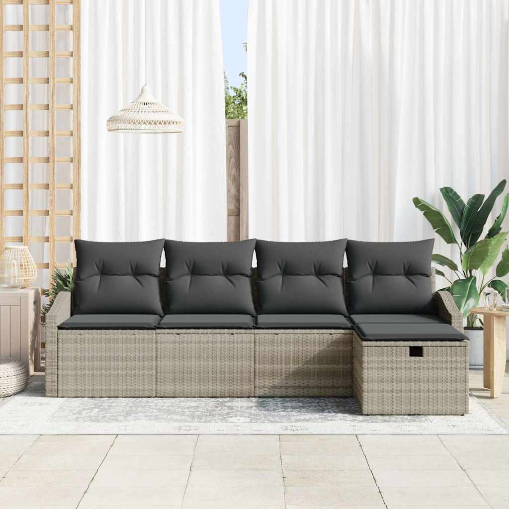 Garten-Sofa-Set 5 pcs Hellgrau 233 x 117 x 85 cm Poly Rattan