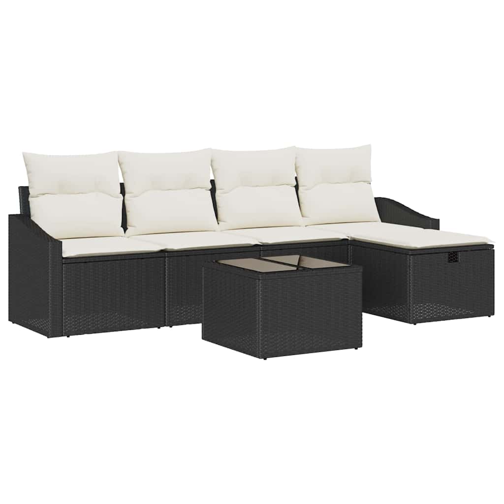 Garten-Sofa-Set 6 pcs Schwarz 55 x 55 x 37 cm Poly Rattan