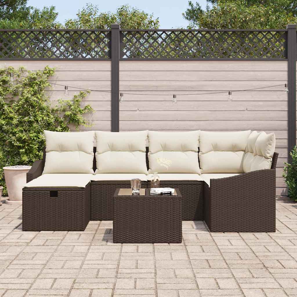 Garten-Sofa-Set 7 pcs Braun 55 x 62 x 69 cm Poly Rattan