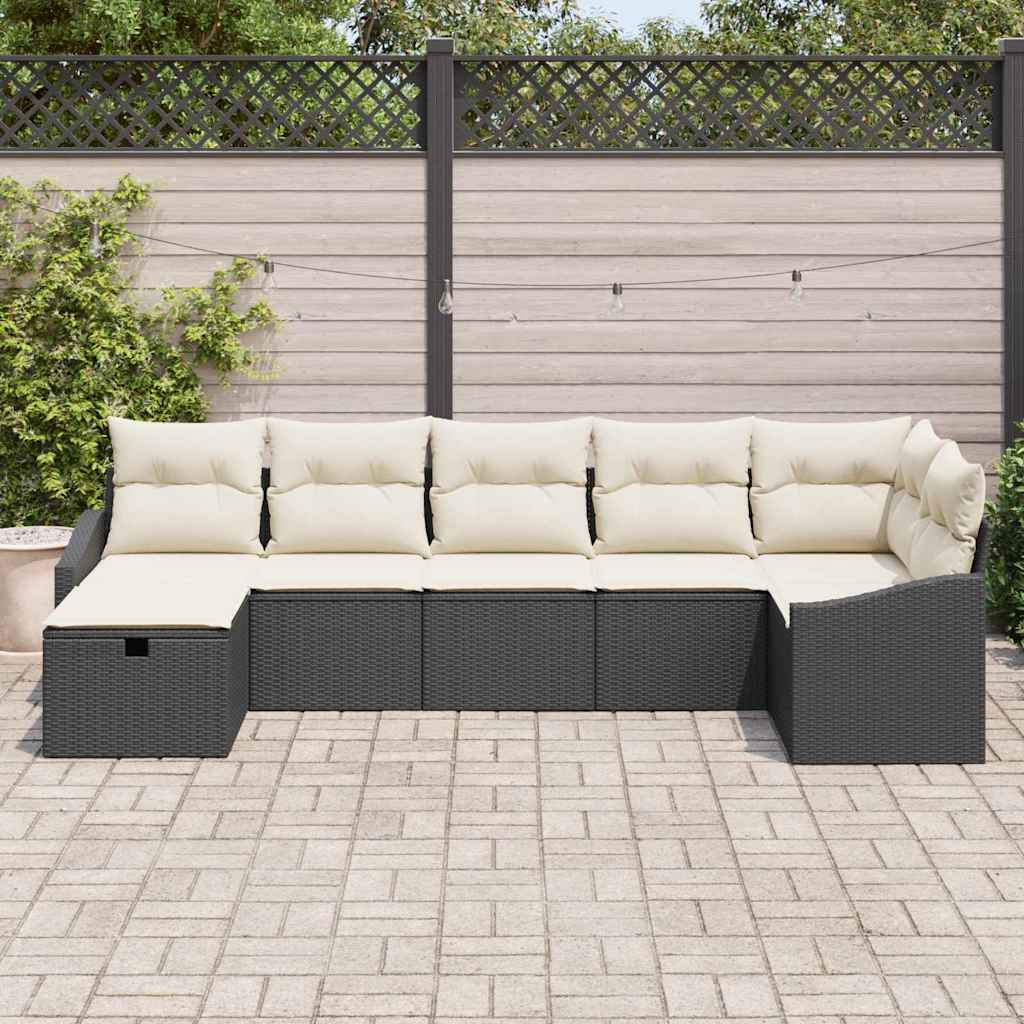 Garten-Sofa-Set 7 pcs Schwarz 55 x 62 x 69 cm Poly Rattan