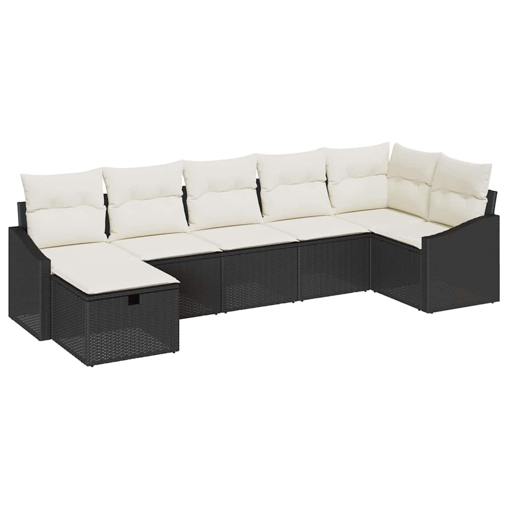 Garten-Sofa-Set 7 pcs Schwarz 55 x 62 x 69 cm Poly Rattan