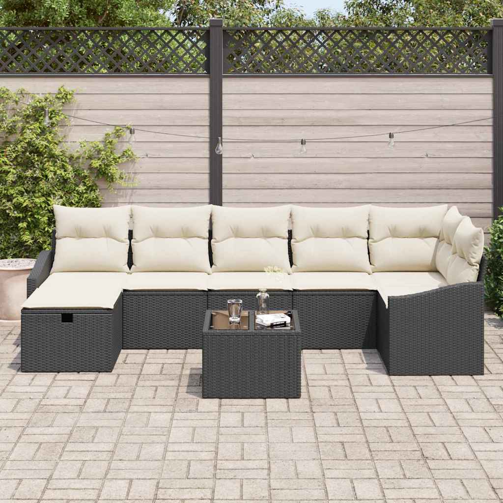 Garten-Sofa-Set 8 pcs Schwarz 55 x 62 x 69 cm Poly Rattan