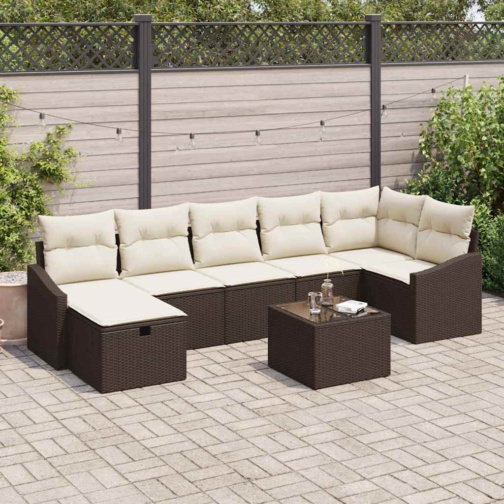 Garten-Sofa-Set 8 pcs Braun 55 x 62 x 69 cm Poly Rattan