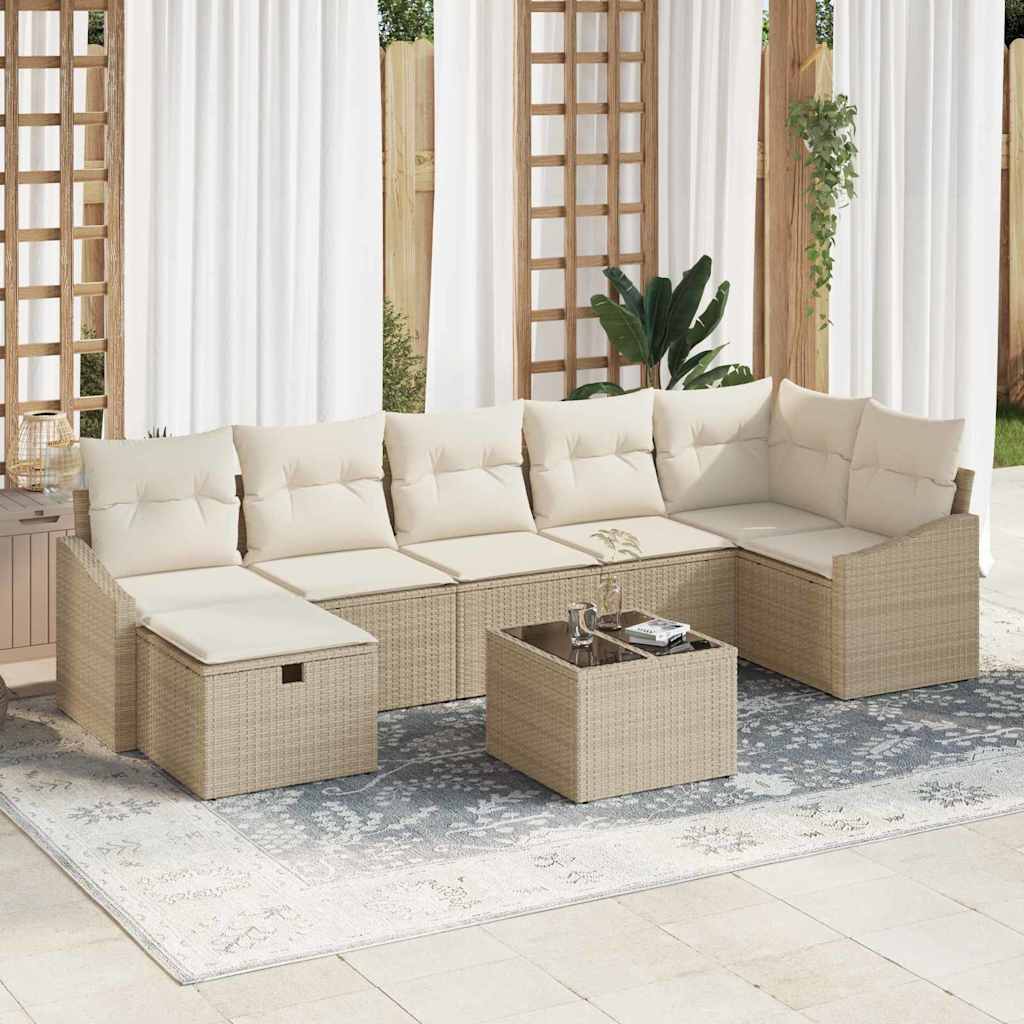 Garten-Sofa-Set 8 pcs Beige 55 x 62 x 69 cm Poly Rattan