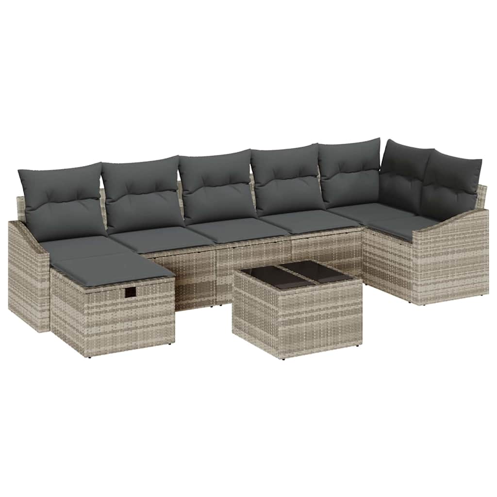 Garten-Sofa-Set 8 pcs Hellgrau 55 x 62 x 69 cm Poly Rattan