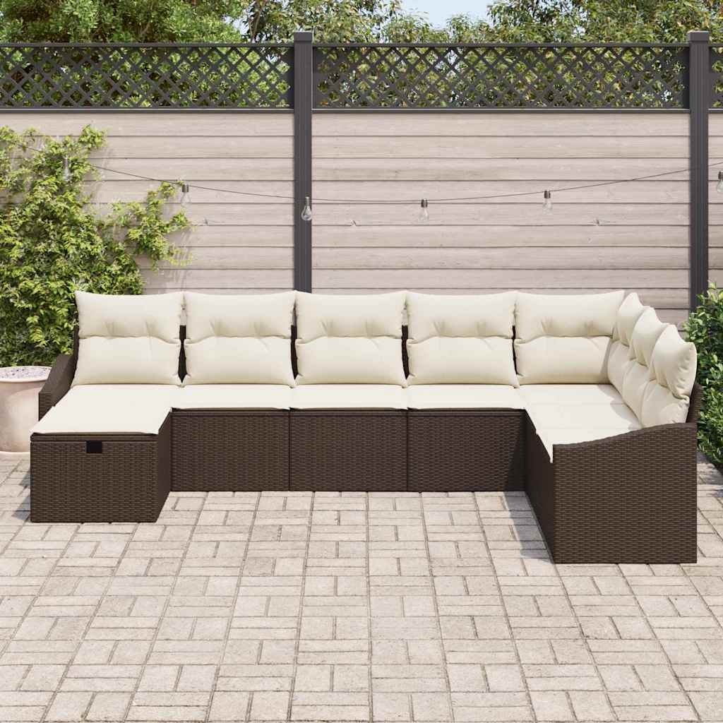 Garten-Sofa-Set 8 pcs Braun 55 x 62 x 69 cm Poly Rattan