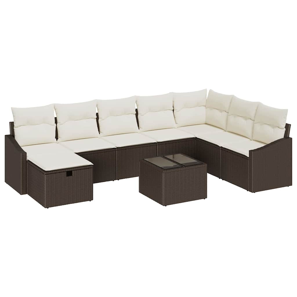 Garten-Sofa-Set 9 pcs Braun 55 x 62 x 69 cm Poly Rattan