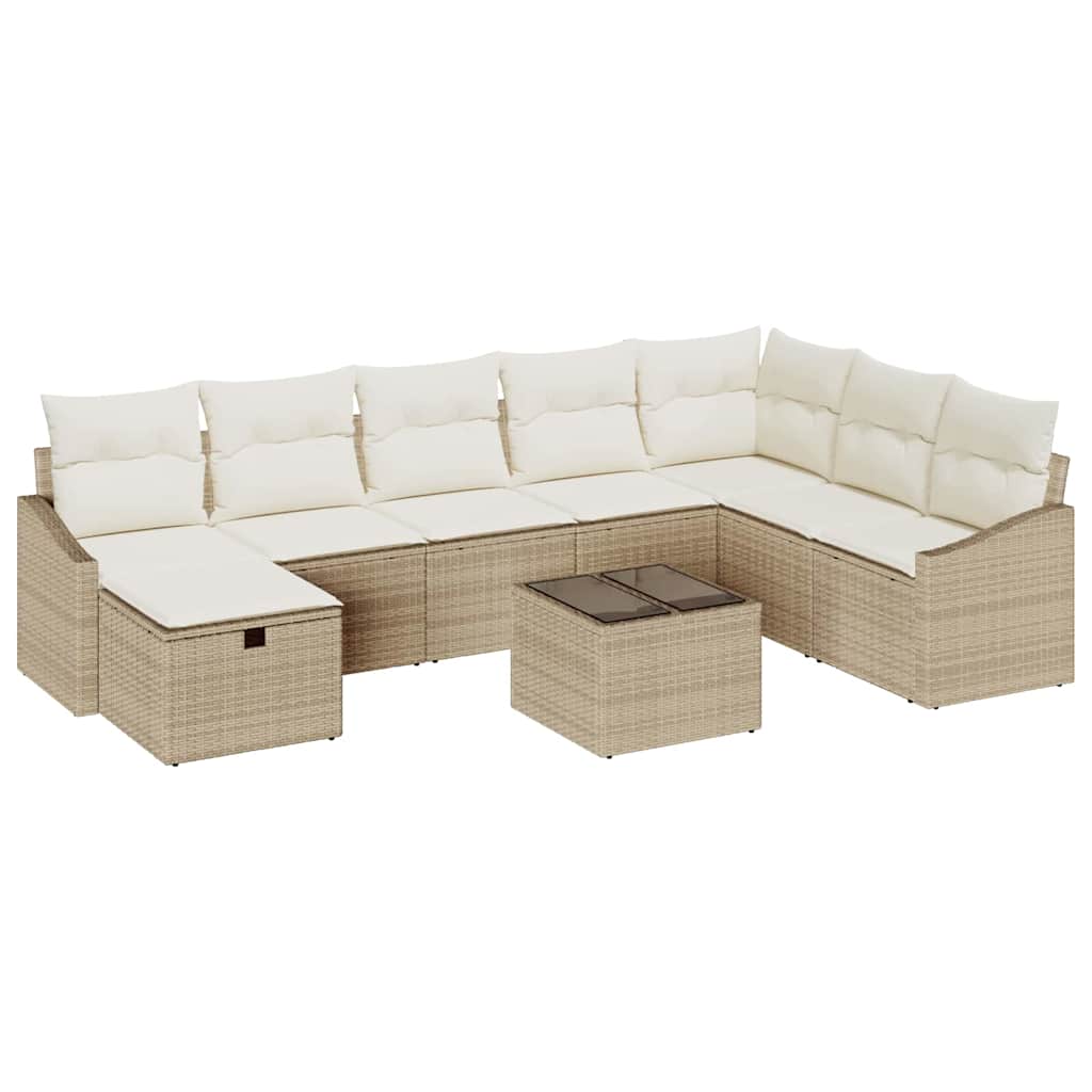 Garten-Sofa-Set 9 pcs Beige 55 x 62 x 69 cm Poly Rattan