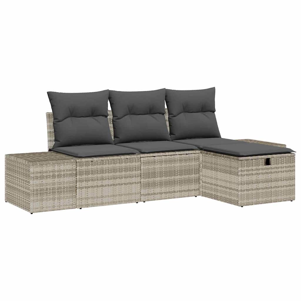 Garten-Sofa-Set 4 pcs Hellgrau 55 x 62 x 69 cm Poly Rattan