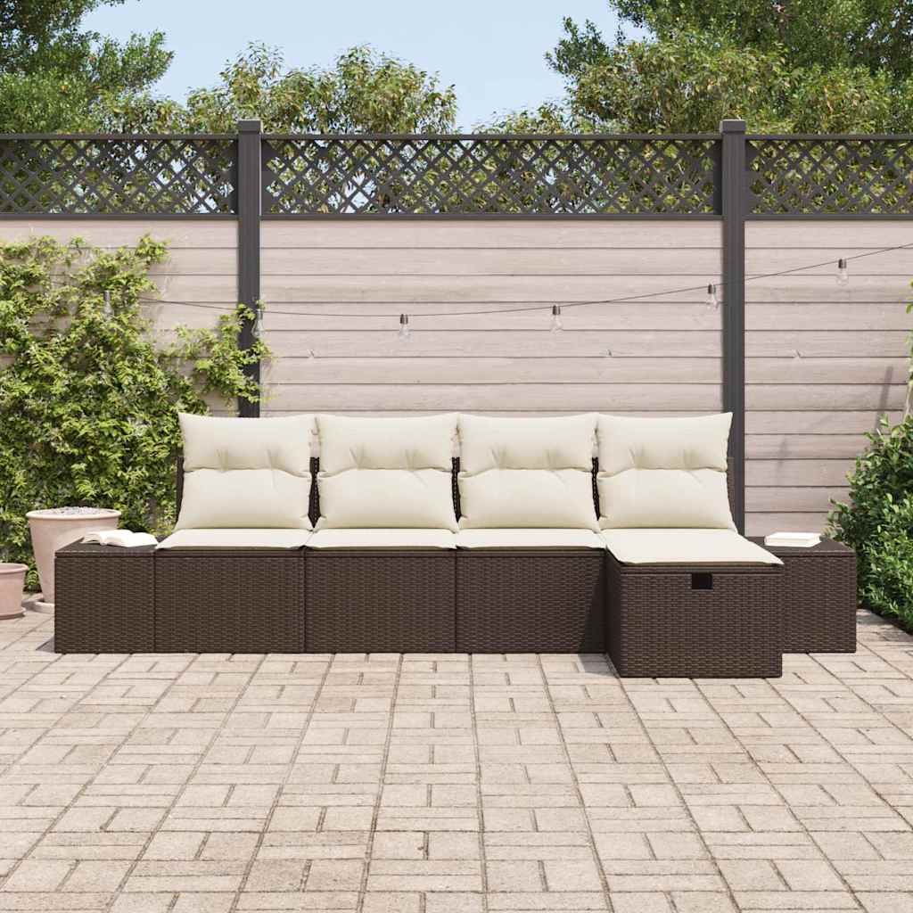 Garten-Sofa-Set 5 pcs Braun 55 x 62 x 69 cm Poly Rattan