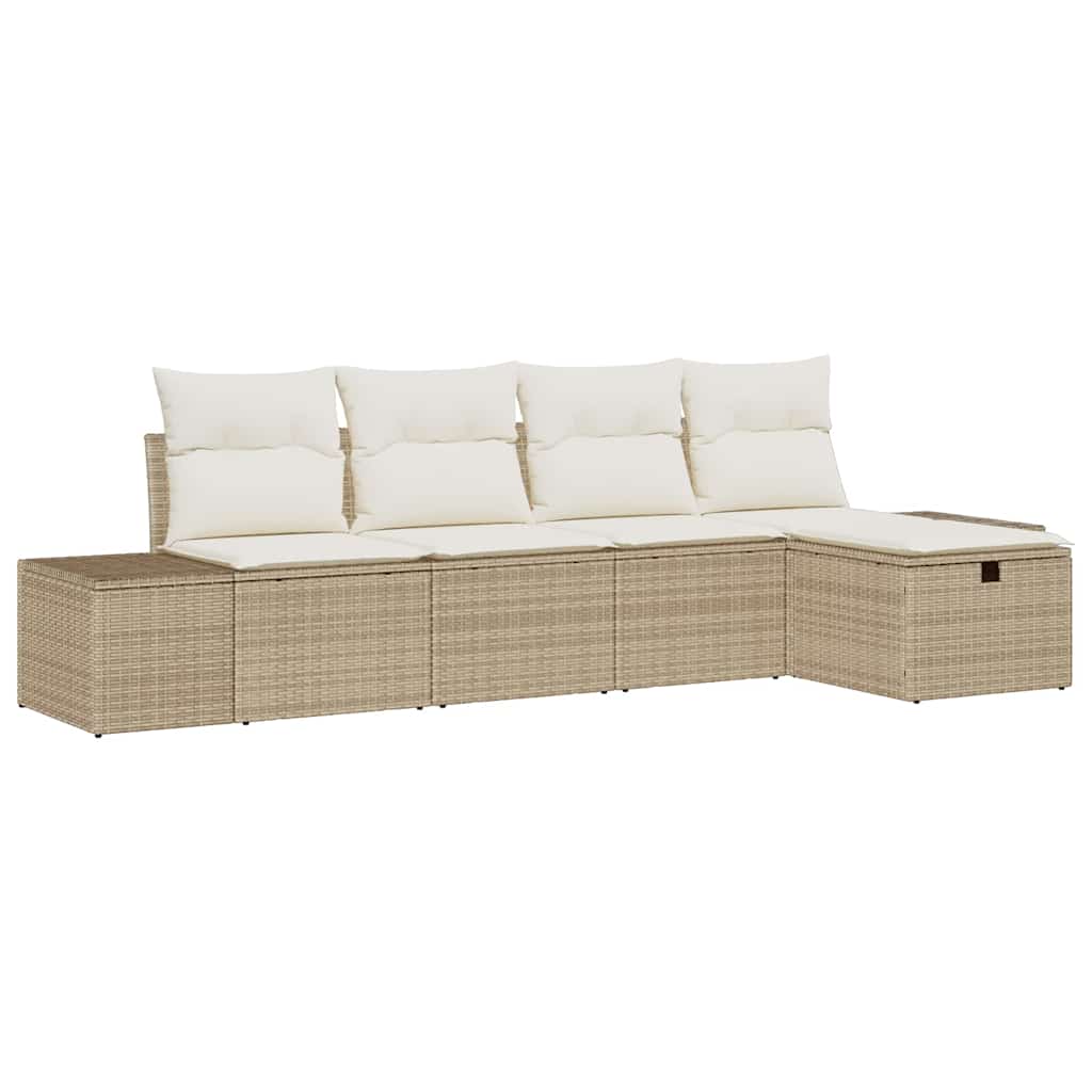 Garten-Sofa-Set 5 pcs Beige 55 x 62 x 69 cm Poly Rattan