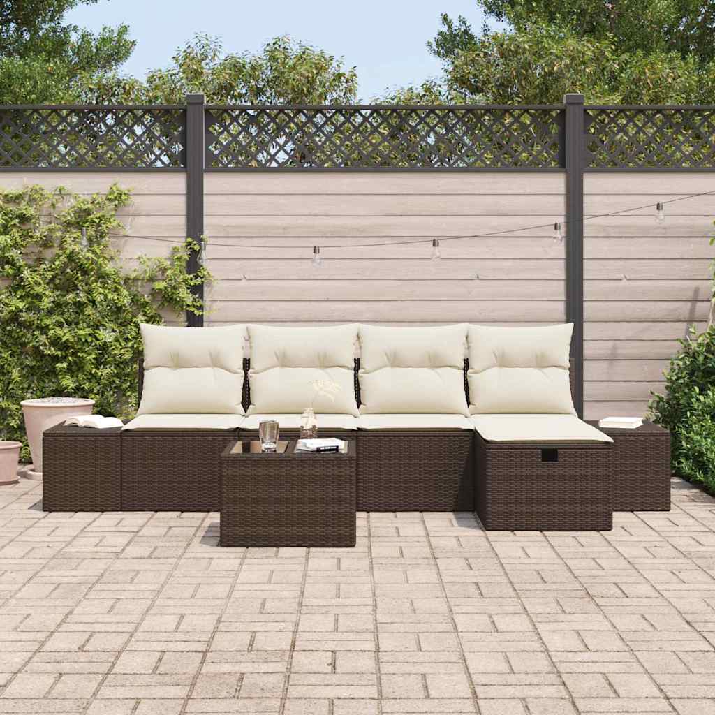 Garten-Sofa-Set 6 pcs Braun 55 x 62 x 69 cm Poly Rattan