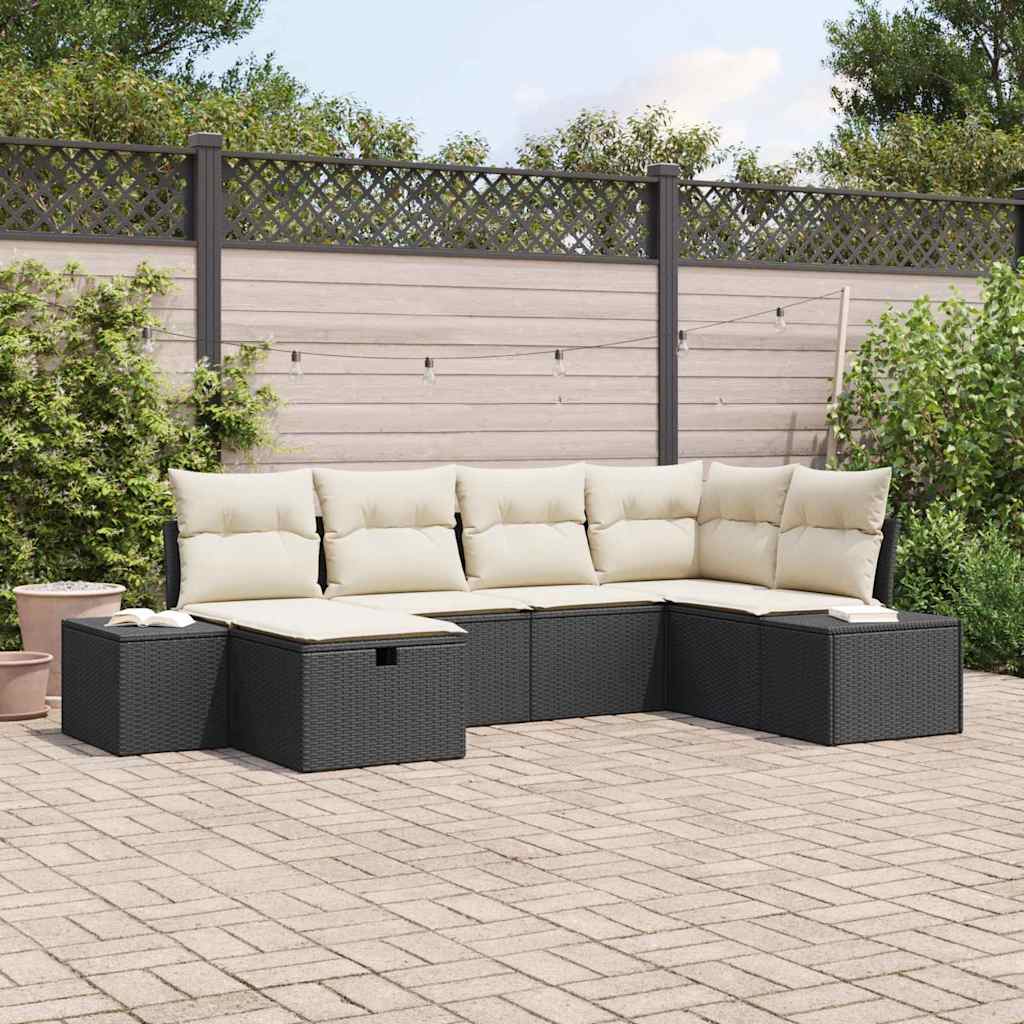 Garten-Sofa-Set 6 pcs Schwarz 55 x 62 x 69 cm Poly Rattan