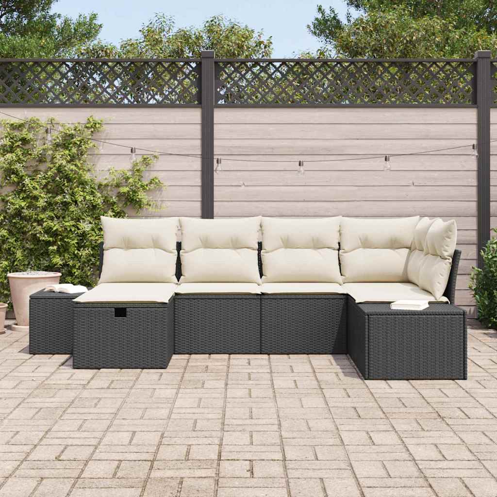 Garten-Sofa-Set 6 pcs Schwarz 55 x 62 x 69 cm Poly Rattan
