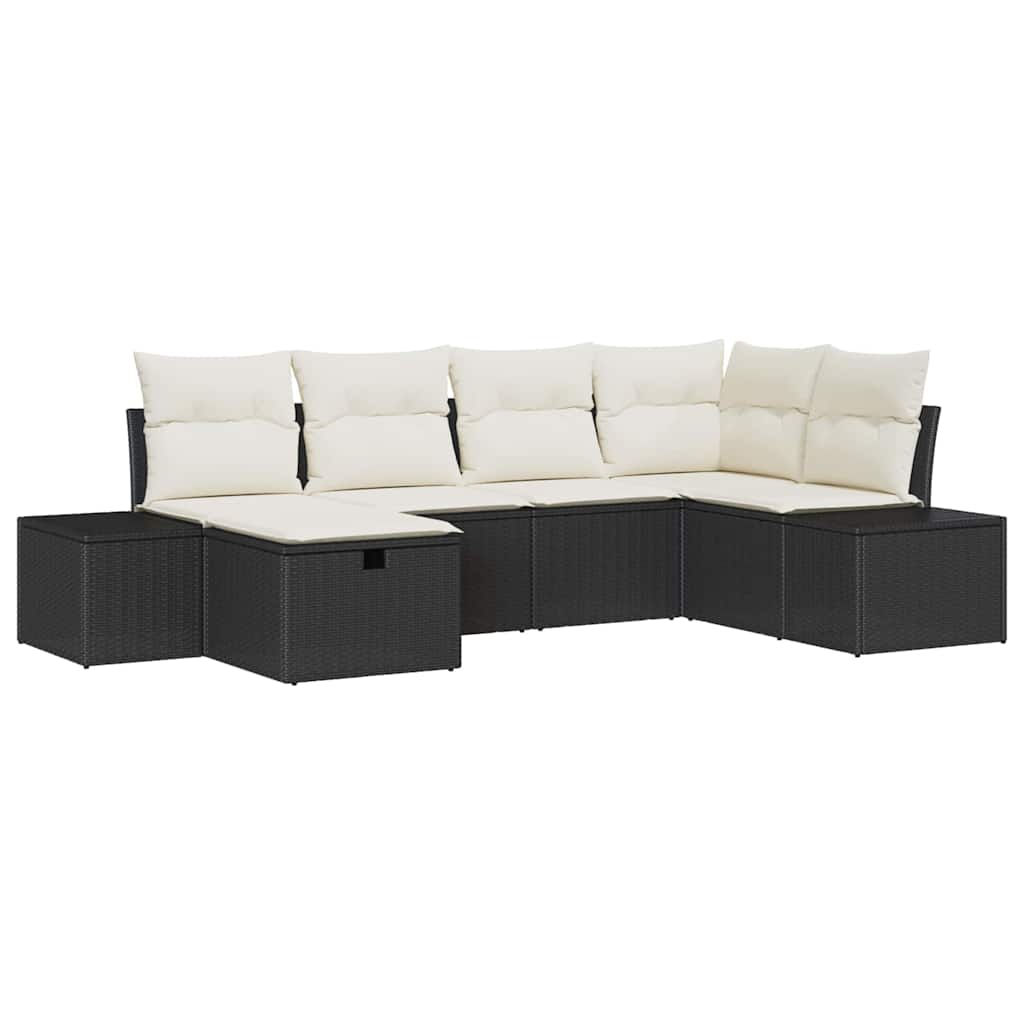 Garten-Sofa-Set 6 pcs Schwarz 55 x 62 x 69 cm Poly Rattan