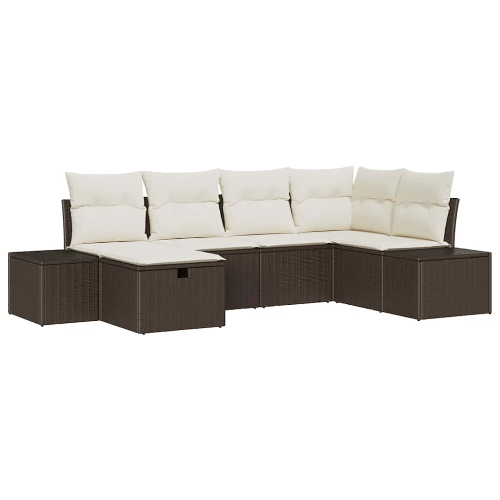 Garten-Sofa-Set 6 pcs Braun 55 x 62 x 69 cm Poly Rattan