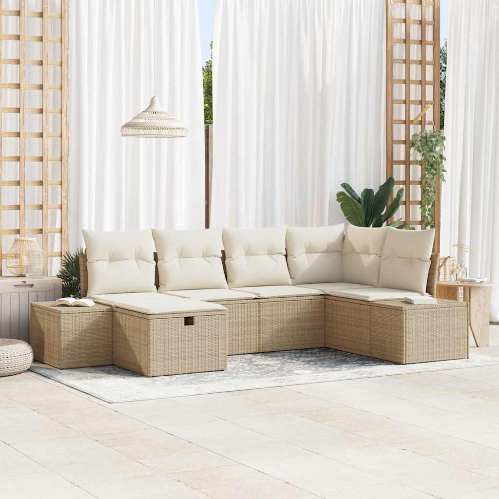 Garten-Sofa-Set 6 pcs Beige 55 x 62 x 69 cm Poly Rattan