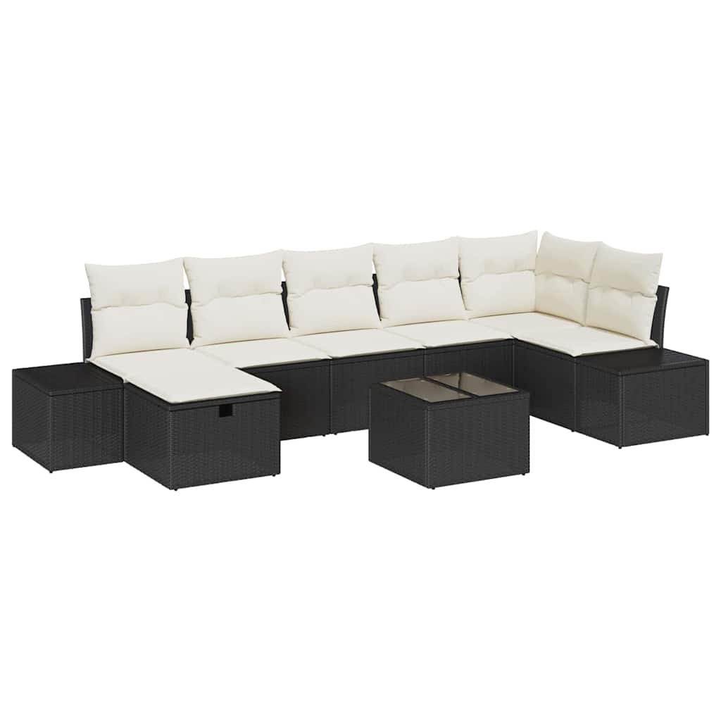 Garten-Sofa-Set 8 pcs Schwarz 55 x 62 x 69 cm Poly Rattan
