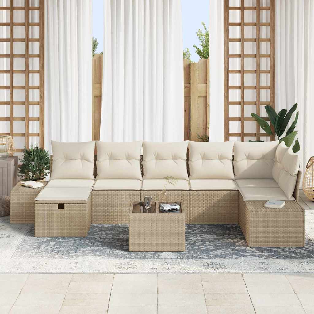 Garten-Sofa-Set 8 pcs Beige 55 x 62 x 69 cm Poly Rattan