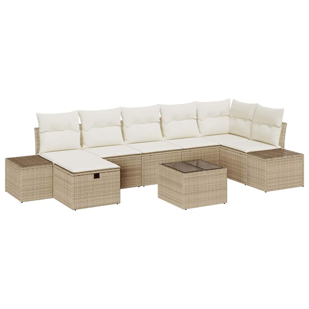 Garten-Sofa-Set 8 pcs Beige 55 x 62 x 69 cm Poly Rattan