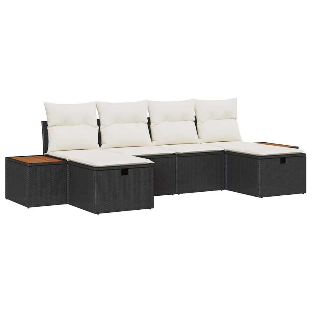 Garten-Sofa-Set 6 pcs Schwarz 55 x 62 x 69 cm Poly Rattan