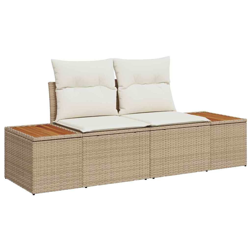 Garten-Sofa-Set mit Kissen 8 pcs Beige Poly Rattan