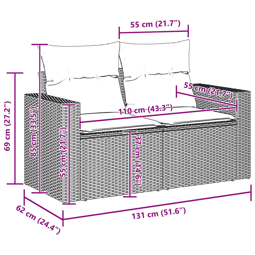 Garten-Sofa-Set 13 pcs Grau Poly-Rattan