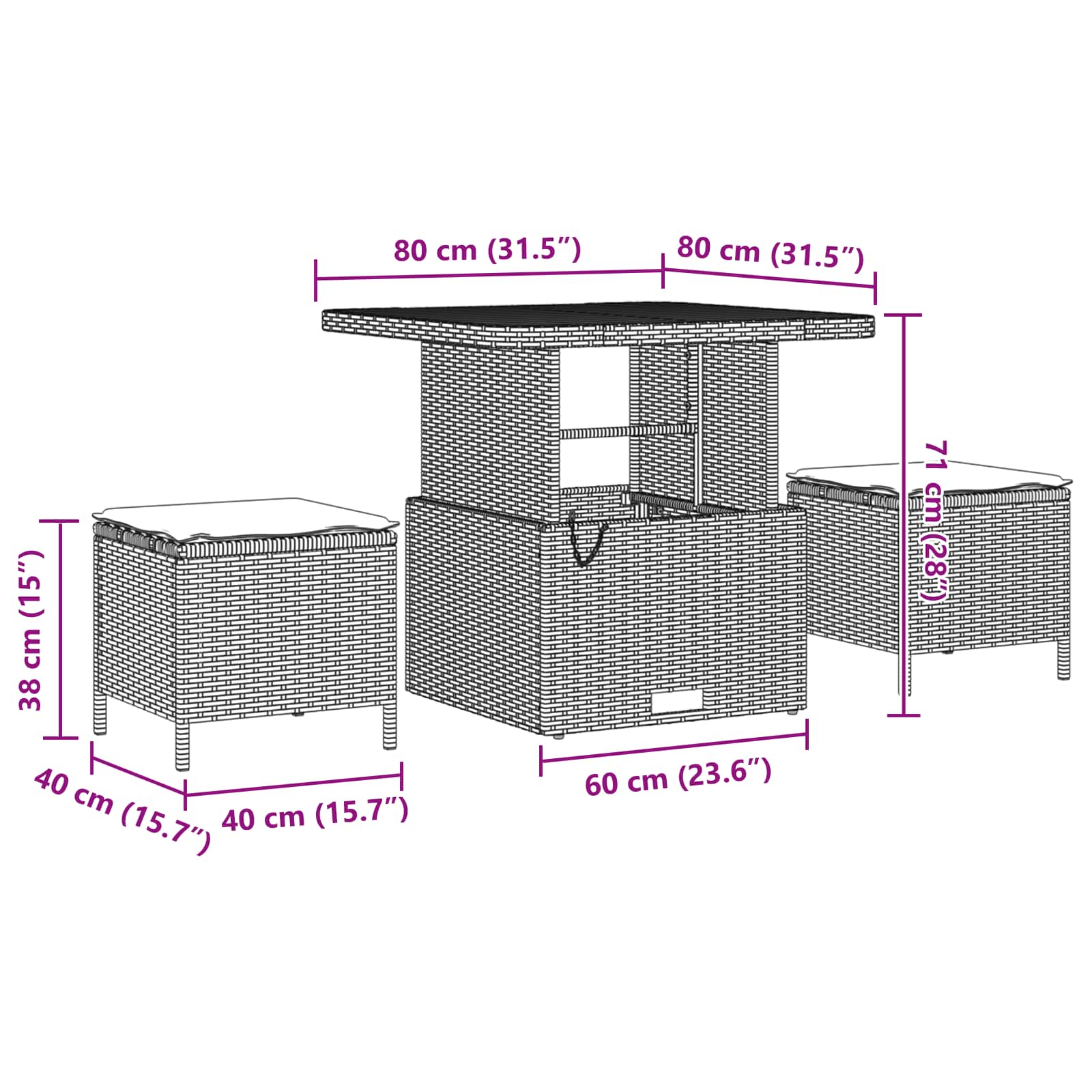 Garten-Sofa-Set mit Speicher 11 pcs Schwarz Poly Rattan