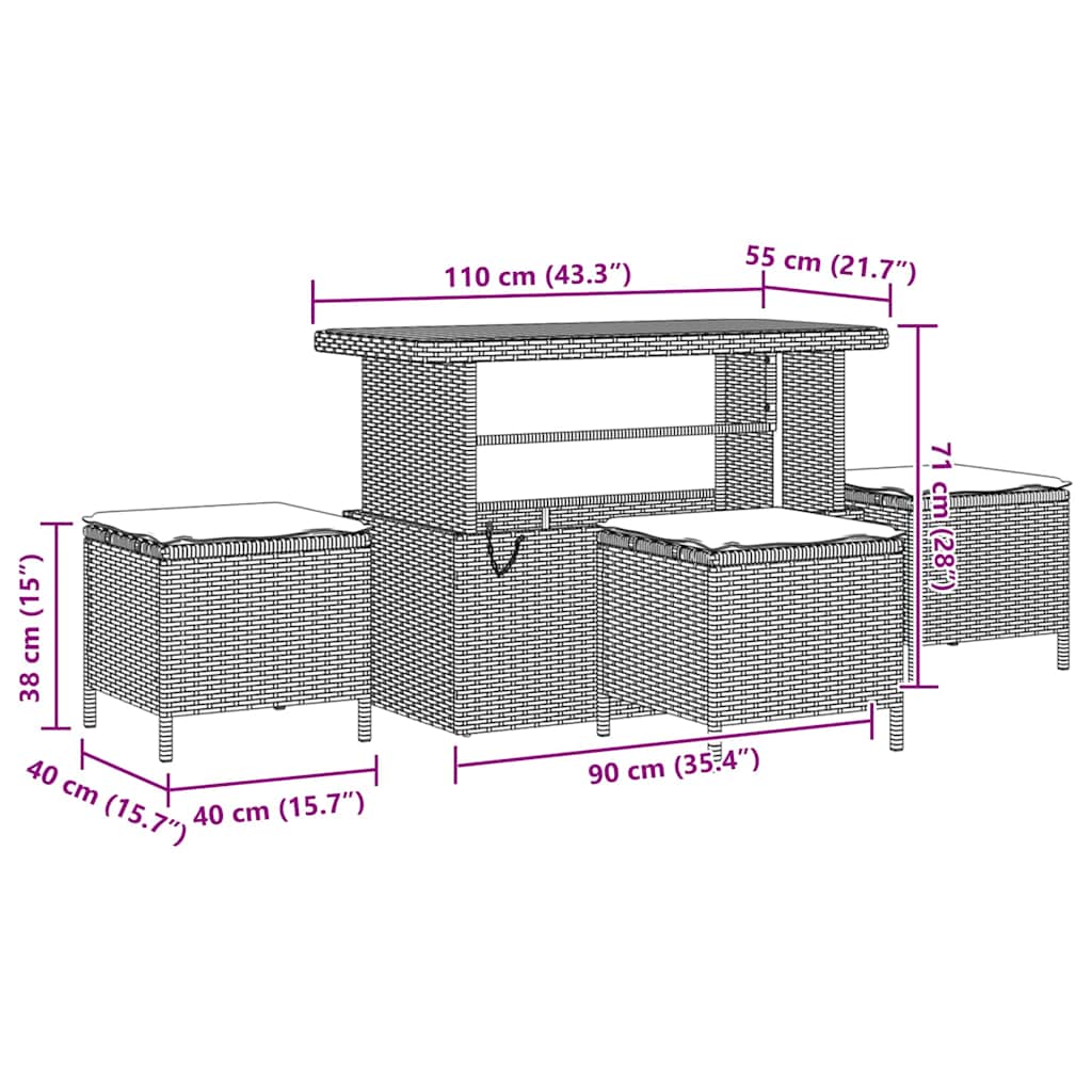 Garten-Sofa-Set 9 pcs Schwarz Poly-Rattan