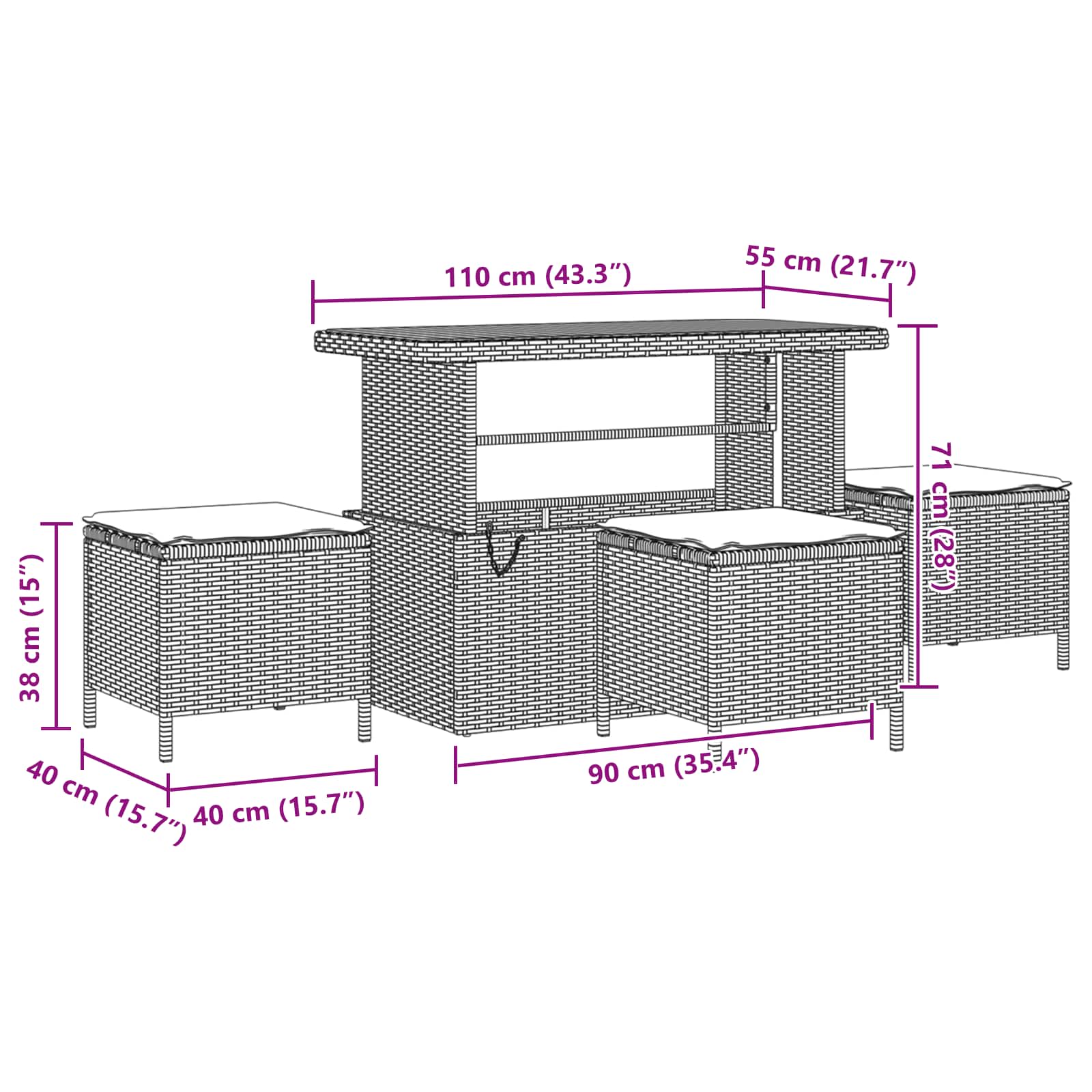 Garten-Sofa-Set 13 pcs Schwarz Poly-Rattan