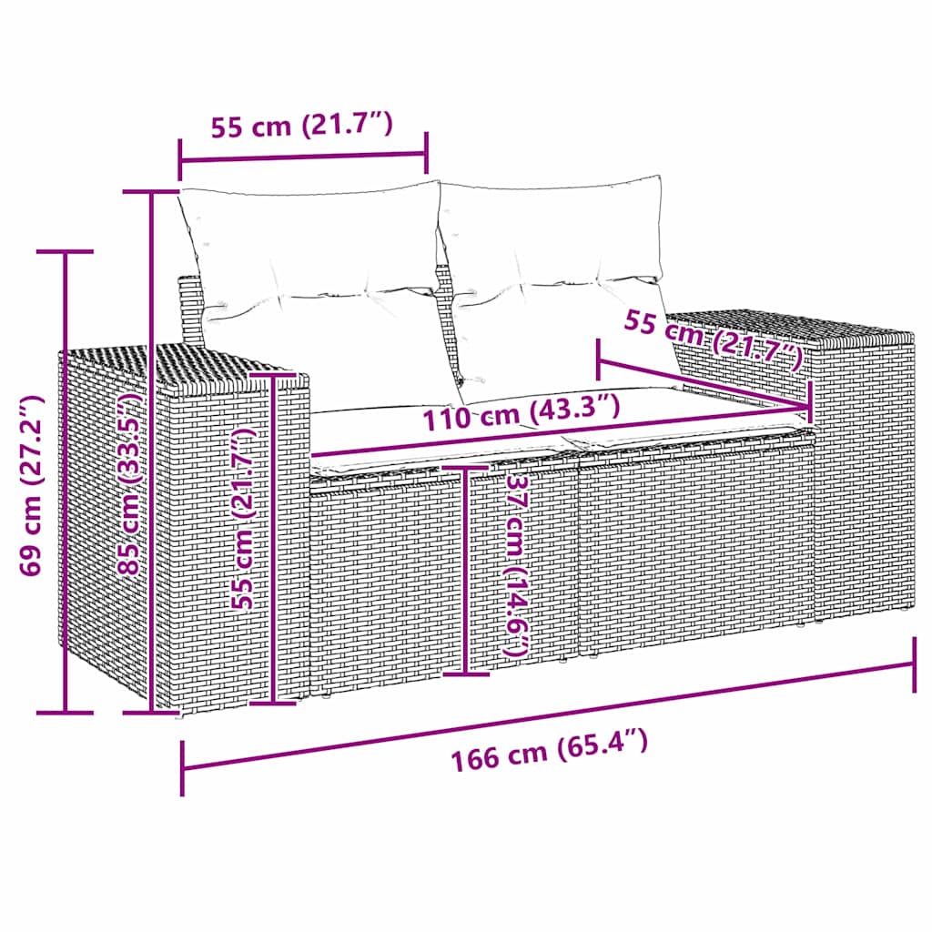 Garten-Sofa-Set 10 pcs Grau Poly-Rattan