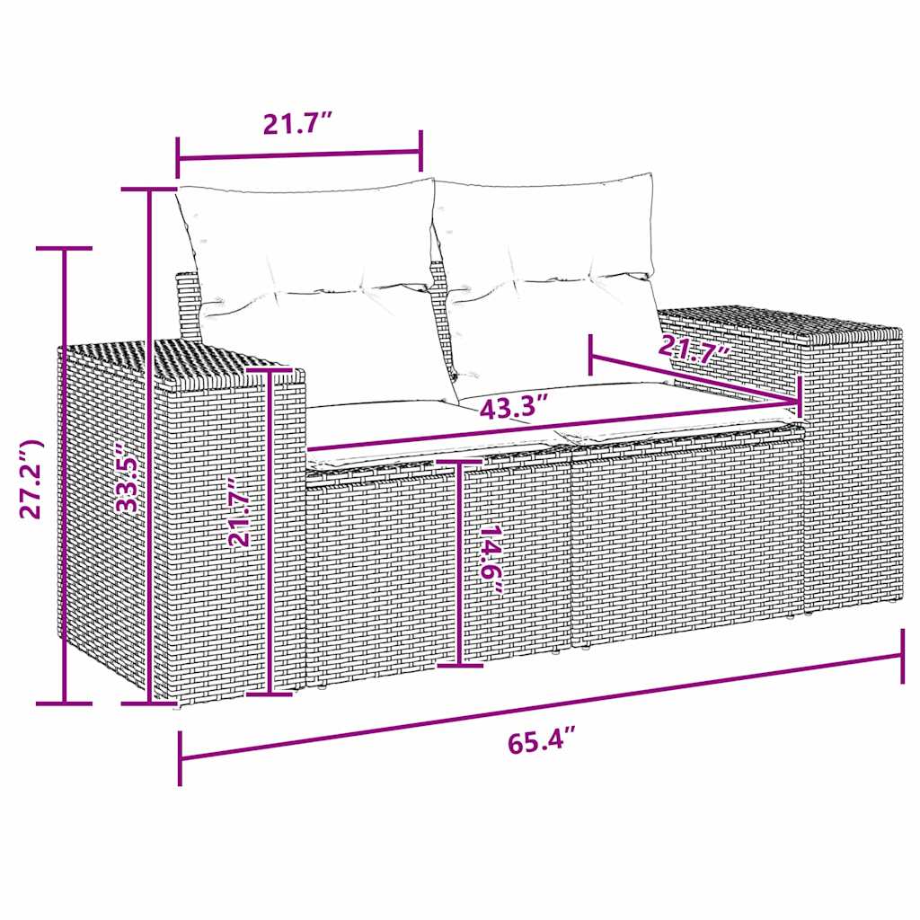 Garten-Sofa-Set 9 pcs Schwarz Poly-Rattan