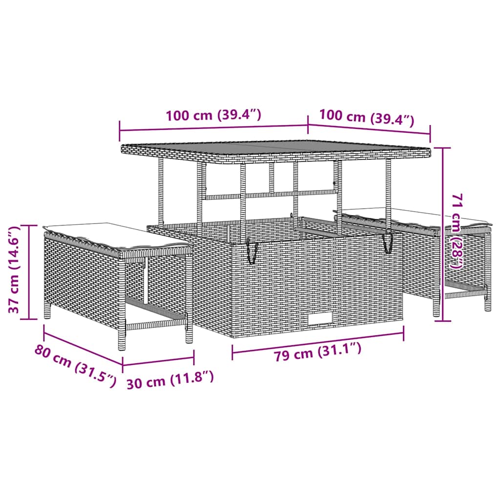 Garten-Sofa-Set 9 pcs Beige Poly-Rattan