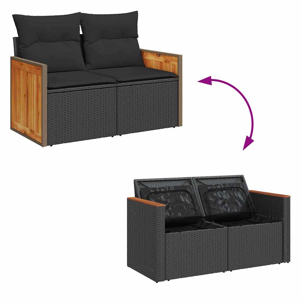 Garten-Sofa-Set 10 pcs Schwarz 90 x 55 x 71 cm Poly-Rattan