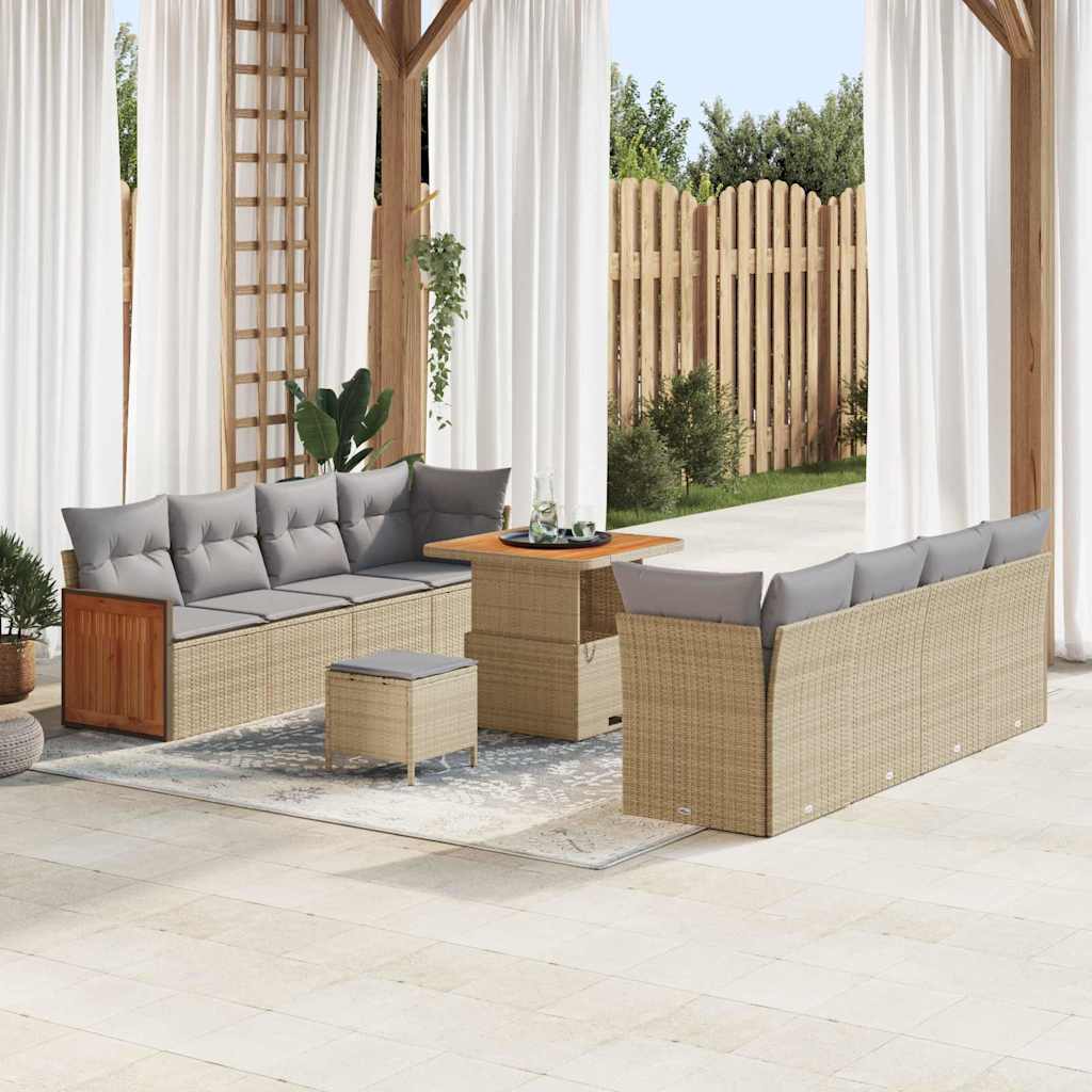 Garten-Sofa-Set 11 pcs Beige und Hellgrau 80 x 80 x 71 cm