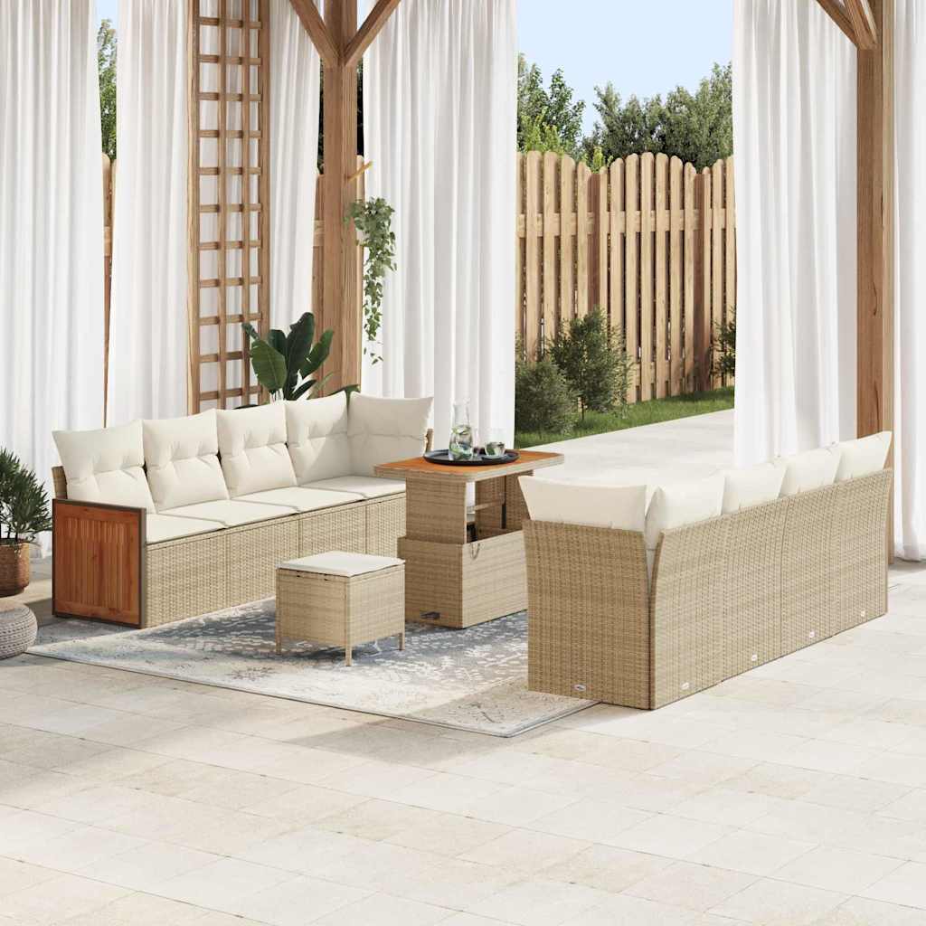 Garten-Sofa-Set 11 pcs Beige Cremig 90 x 55 x 71 cm Poly-Rattan