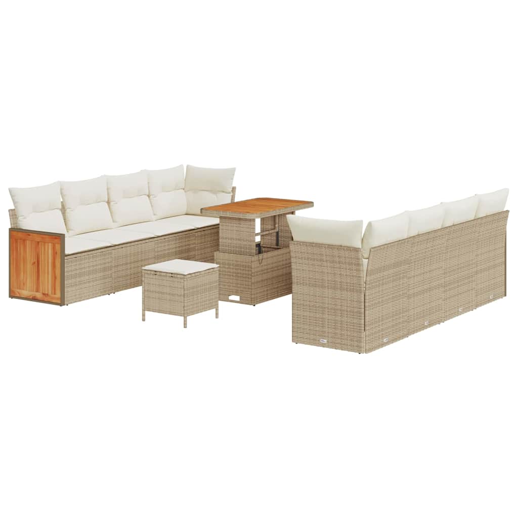 Garten-Sofa-Set 11 pcs Beige Cremig 90 x 55 x 71 cm Poly-Rattan