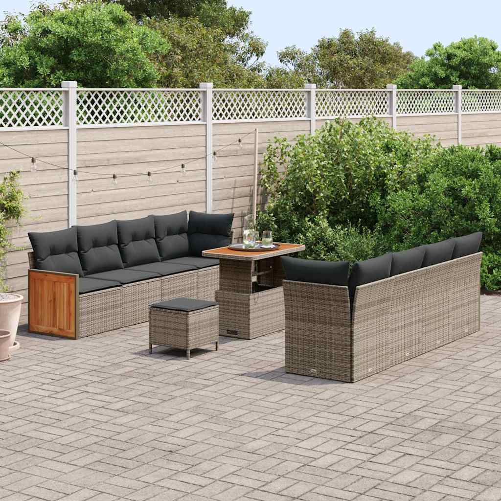 Garten-Sofa-Set 11 pcs Grau 90 x 55 x 71 cm Poly-Rattan