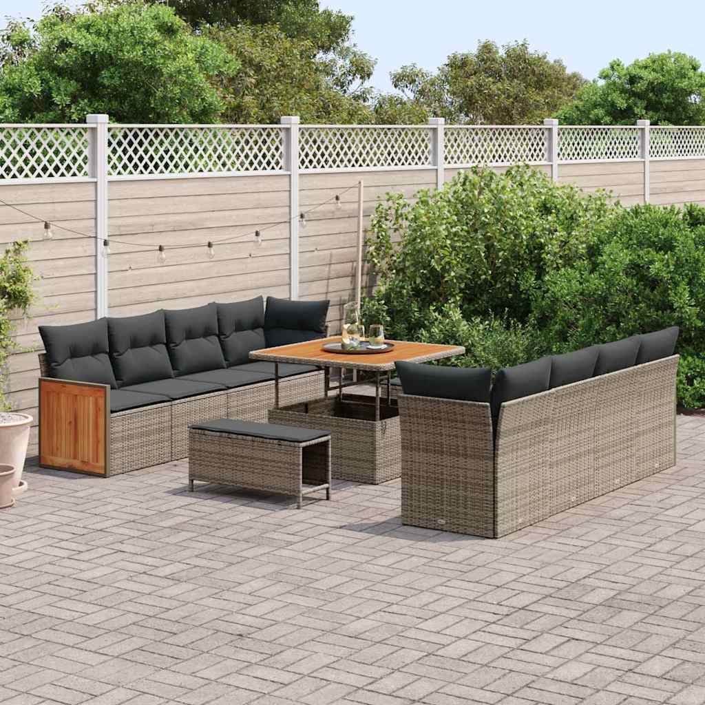 Garten-Sofa-Set 11 pcs Grau 100 x 100 x 71 cm Poly-Rattan