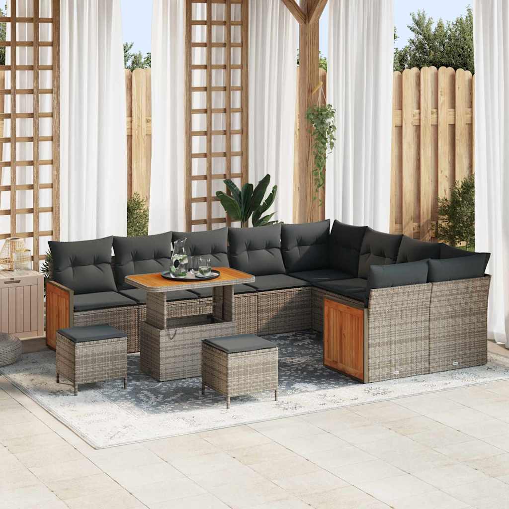 Garten-Sofa-Set 12 pcs Grau 90 x 55 x 71 cm Poly-Rattan