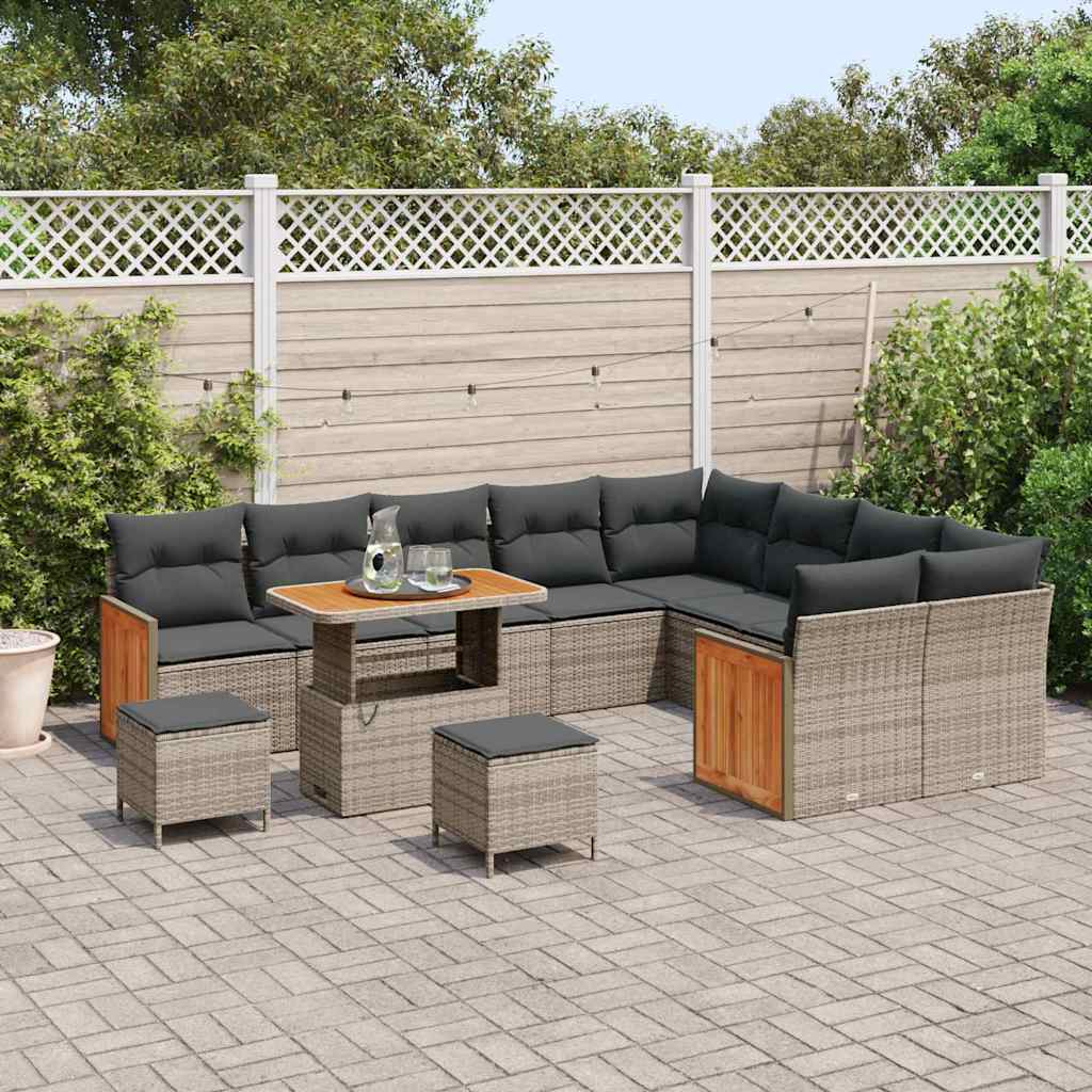 Garten-Sofa-Set 12 pcs Grau 90 x 55 x 71 cm Poly-Rattan