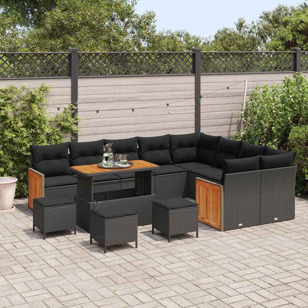 Garten-Sofa-Set 13 pcs Schwarz 110 x 55 x 71 cm Poly-Rattan