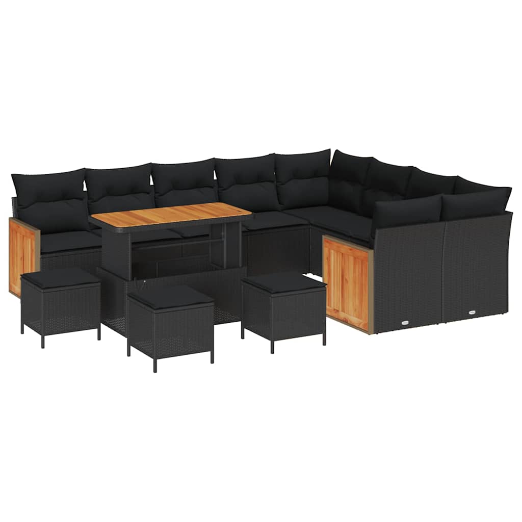 Garten-Sofa-Set 13 pcs Schwarz 110 x 55 x 71 cm Poly-Rattan